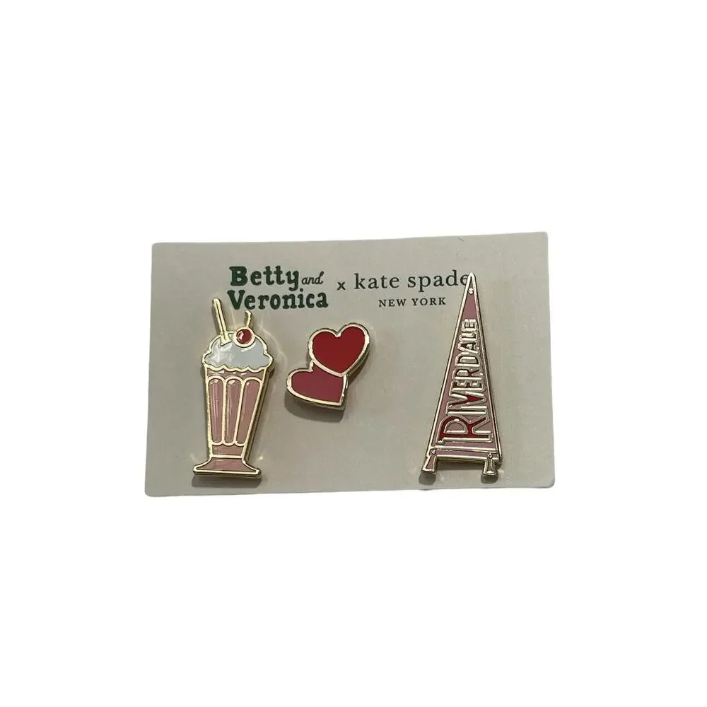 Kate Spade Archie Comics Betty and Veronica Enamel 3 Pin Set New